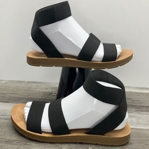 Aloha Island Womens Black Elastic Strappy Flat Sandals Size 7.5M 170843RKRR